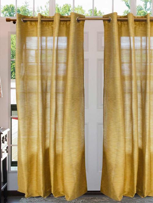 set of 2 gold textured door curtains 53 x 86 inch - 17437952 - Very Small Image - 1