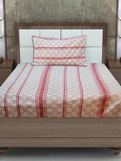 cotton single bedsheet with 1 pillow cover - 17438033 - Very Small Image - 1