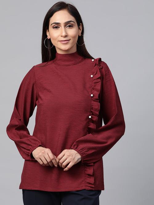 high neck frill detail top - 17438241 - Very Small Image - 1