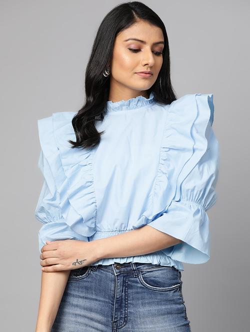 frill detail solid top - 17438255 - Very Small Image - 1