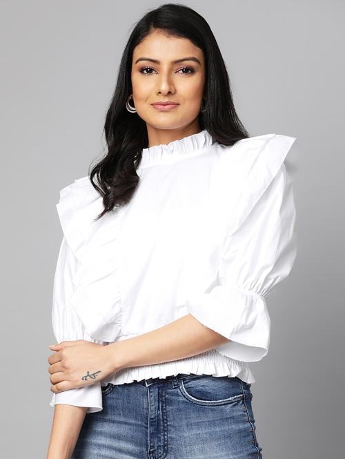 frill detail solid top - 17438256 - Very Small Image - 1