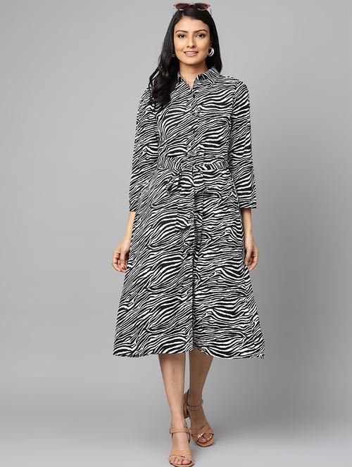 animal print tie front a-line dress - 17438280 - Very Small Image - 1