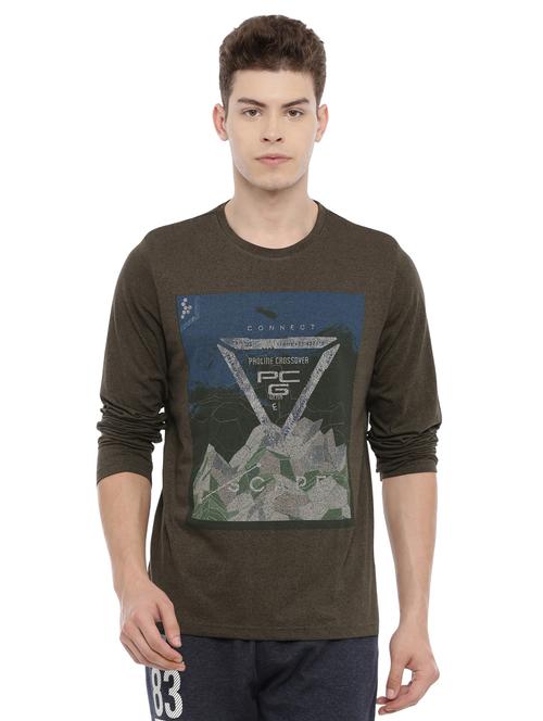 olive green printed t-shirt - 17438430 - Very Small Image - 1