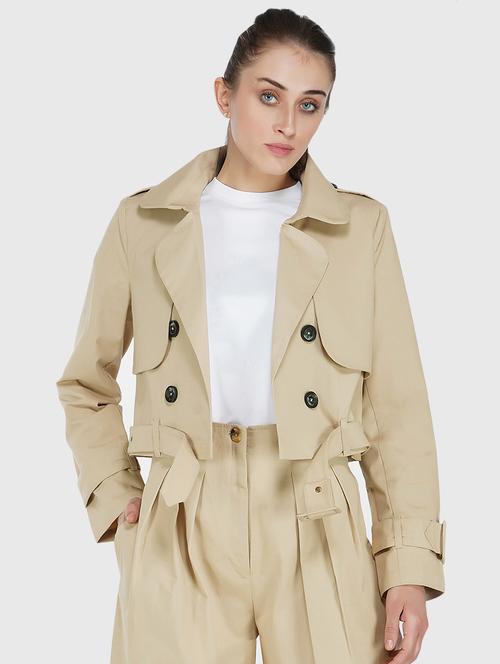 lapel neck solid coat - 17438916 - Very Small Image - 1