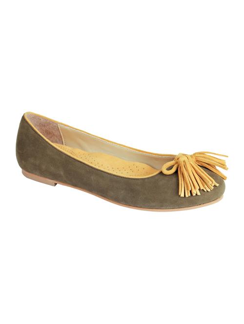 green suede slip on ballerina - 17439528 - Very Small Image - 1