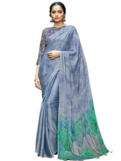 abstract printed saree with blouse - 17439836 - Very Small Image - 1