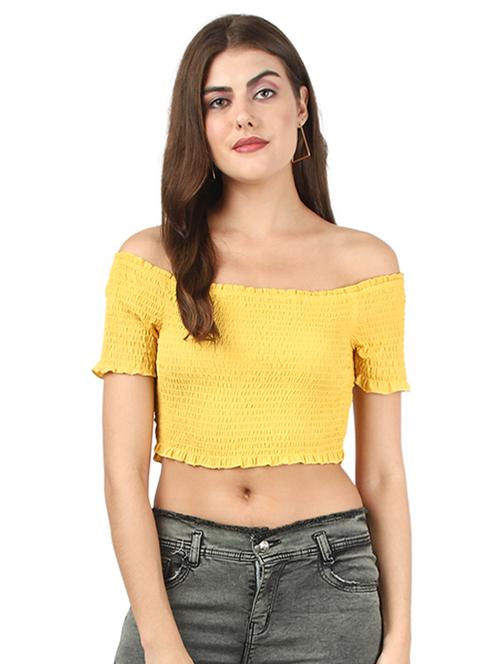 off shoulder smocked top - 17439983 - Very Small Image - 1