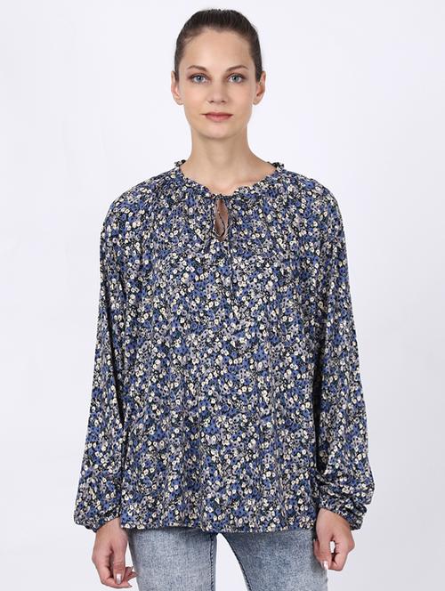 tie up neck floral top - 17439986 - Very Small Image - 1