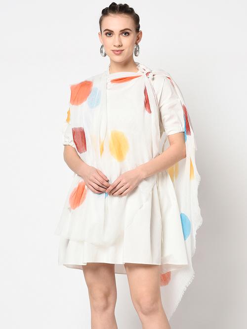white cotton stole - 17440170 - Very Small Image - 1