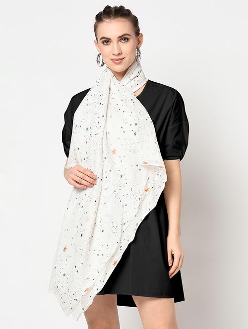 white cotton stole - 17440178 - Very Small Image - 1