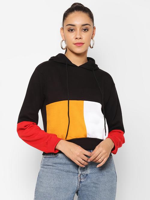 hooded neck color block sweatshirt - 17440425 - Very Small Image - 1