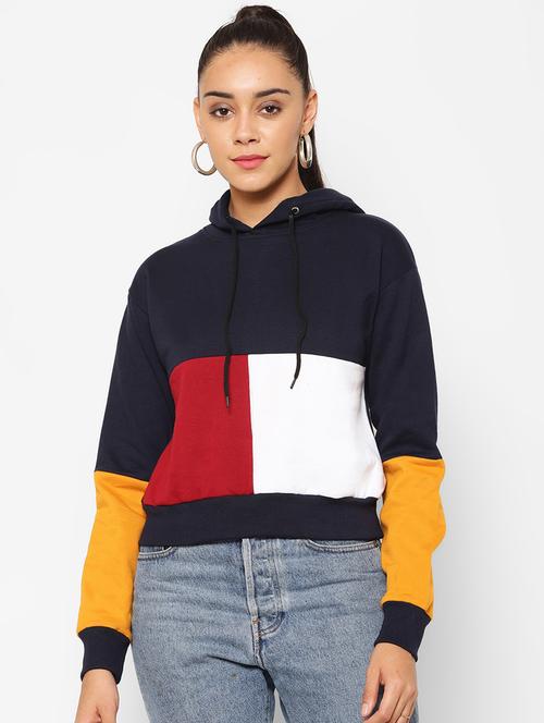 hooded neck color block sweatshirt - 17440426 - Very Small Image - 1