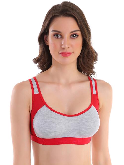 red cotton blend sports bra - 17440520 - Very Small Image - 1