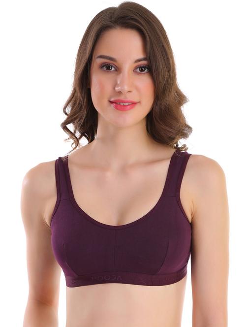 brown cotton blend sports bra - 17440526 - Very Small Image - 1
