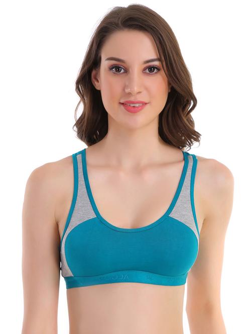 blue cotton blend sports bra - 17440532 - Very Small Image - 1