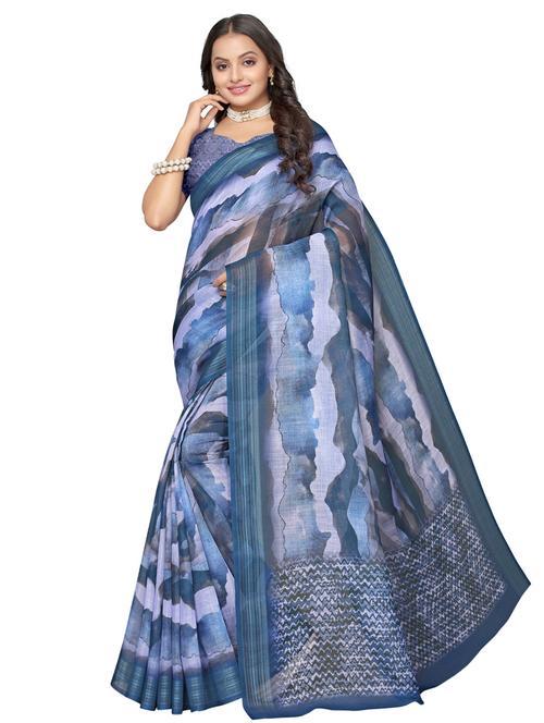 digital printed saree with blouse - 17440685 - Very Small Image - 1