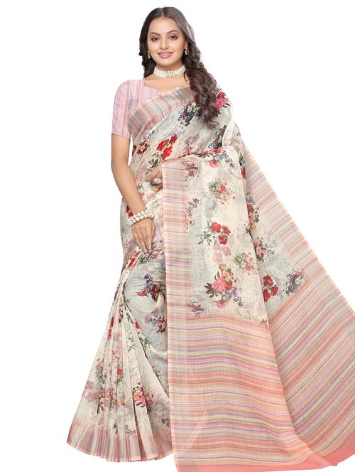 chevron printed saree with blouse - 17440687 - Very Small Image - 1
