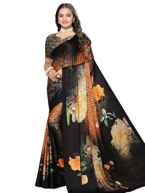 floral printed saree with blouse - 17440689 - Very Small Image - 1