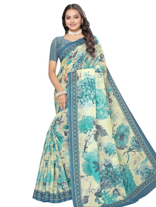 floral printed saree with blouse - 17440690 - Very Small Image - 1