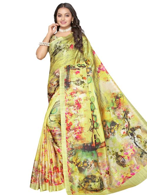 floral printed saree with blouse - 17440694 - Very Small Image - 1
