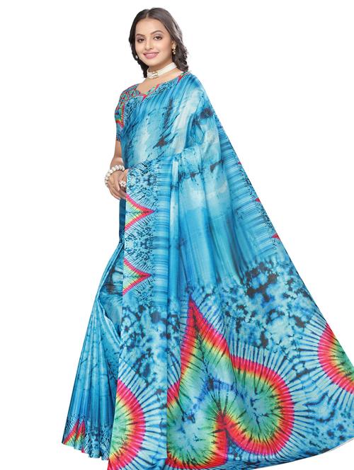 tie & die printed saree with blouse - 17440700 - Very Small Image - 1