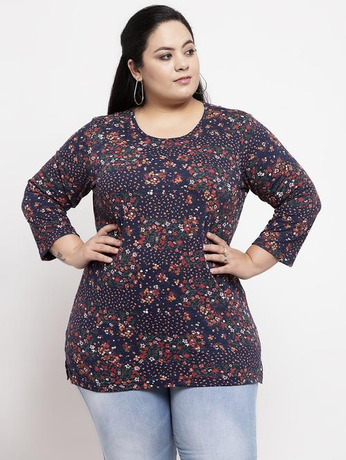 floral print plus top - 17441585 - Very Small Image - 1