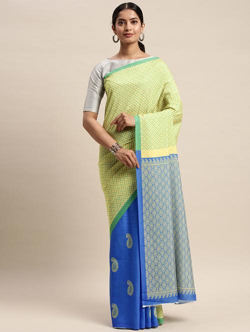 half & half printed saree with blouse - 17441627 - Very Small Image - 1
