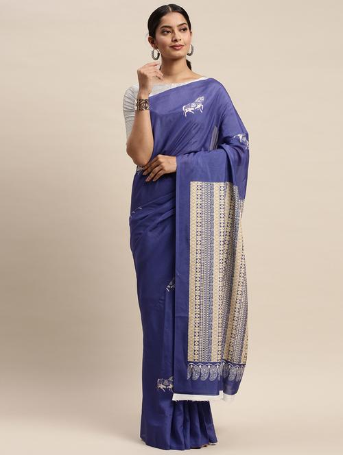conversational printed saree with blouse - 17441630 - Very Small Image - 1