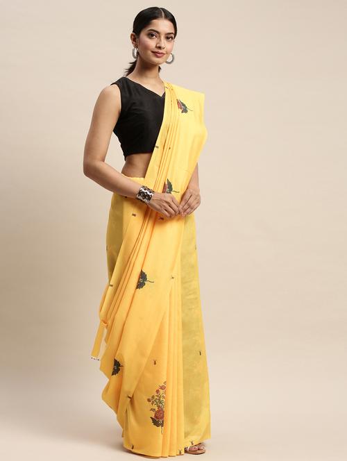 floral printed saree with blouse - 17441668 - Very Small Image - 1