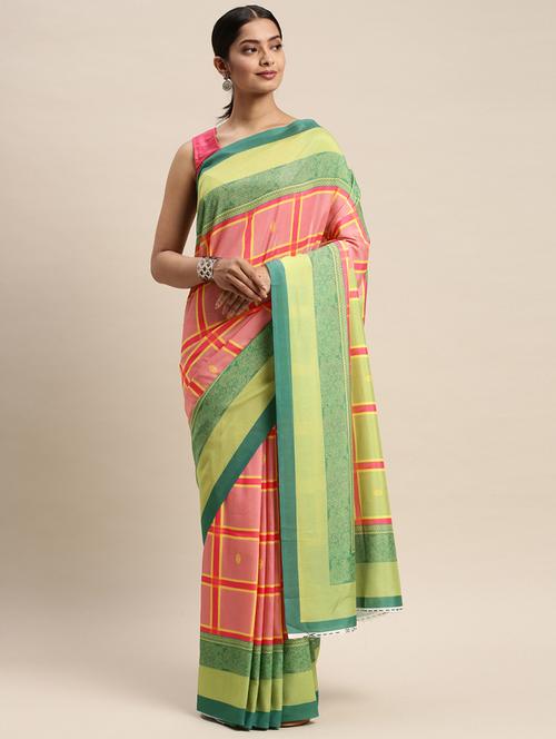 checkered printed saree - 17441669 - Very Small Image - 1