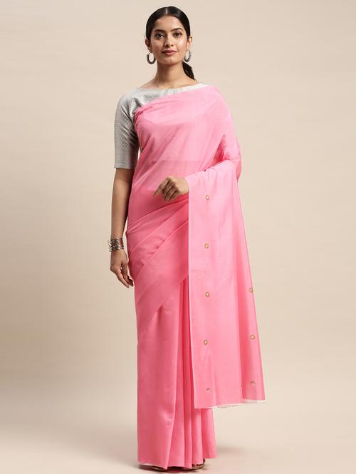 solid printed saree with blouse - 17441673 - Very Small Image - 1
