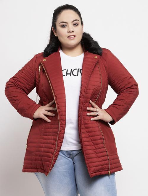 fur collar quilted jacket - 17441694 - Very Small Image - 1