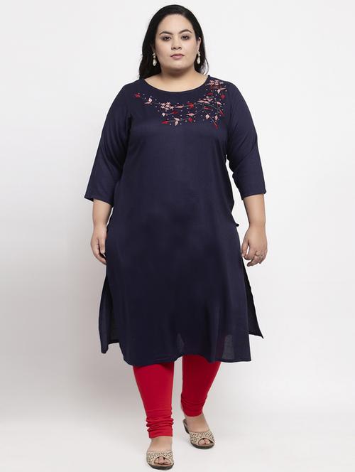 embroidered straight kurta - 17441734 - Very Small Image - 1