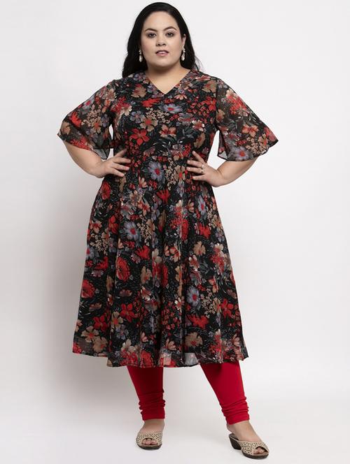 floral print a-line kurta - 17441737 - Very Small Image - 1