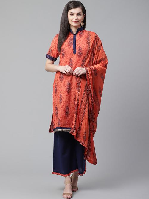 printed unstitched palazzo suit - 17441812 - Very Small Image - 1