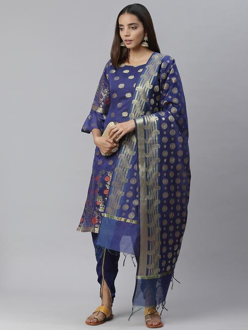 ethnic motifs unstitched suit - 17441833 - Very Small Image - 1