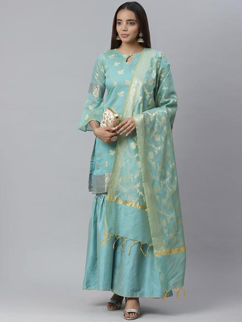zari work unstitched suit - 17441841 - Very Small Image - 1