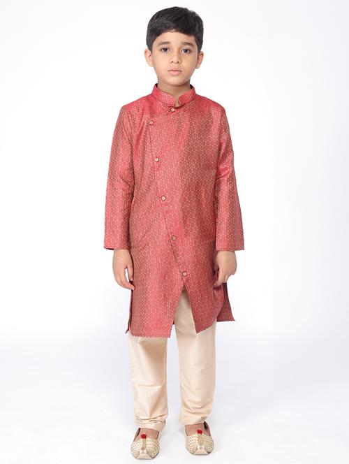 red silk kurta set - 17442042 - Very Small Image - 1