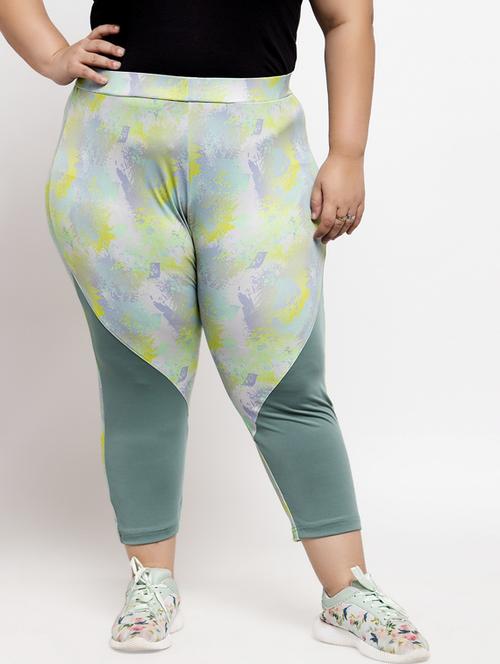 multi colored printed ankle length active wear tights - 17442096 - Very Small Image - 1