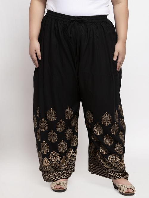 gold print straight palazzo - 17442099 - Very Small Image - 1