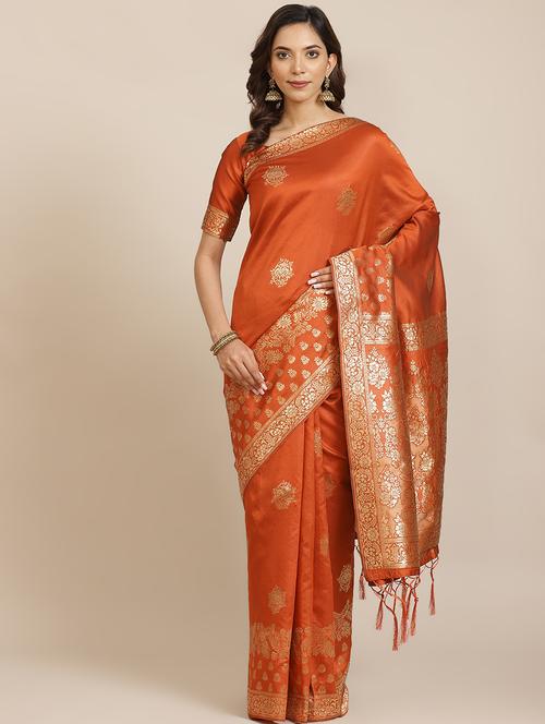 ethnic motif banarasi saree with blouse - 17444263 - Very Small Image - 1