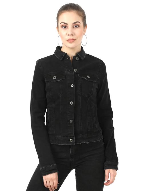 frayed detail denim jacket - 17444393 - Very Small Image - 1