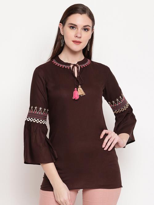 tie up neck bell sleeved tunic - 17444403 - Very Small Image - 1