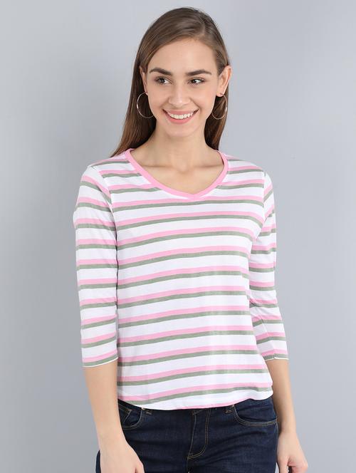 v neck striped tee - 17444658 - Very Small Image - 1