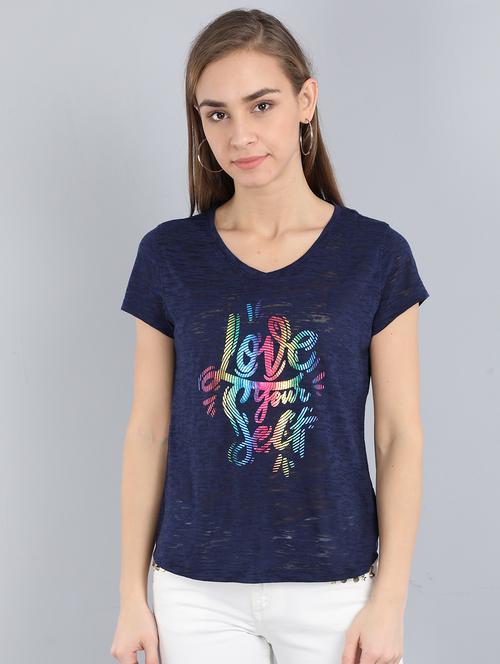 v neck textured tee - 17444660 - Very Small Image - 1