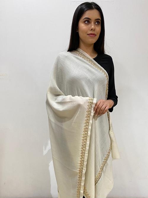 zardosi work off-white woolen - 17445303 - Very Small Image - 1