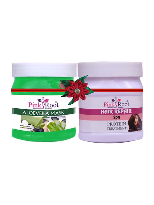 pink root aloe vera mask 500gm with garlic hair mask 500gm - 17445542 - Very Small Image - 1