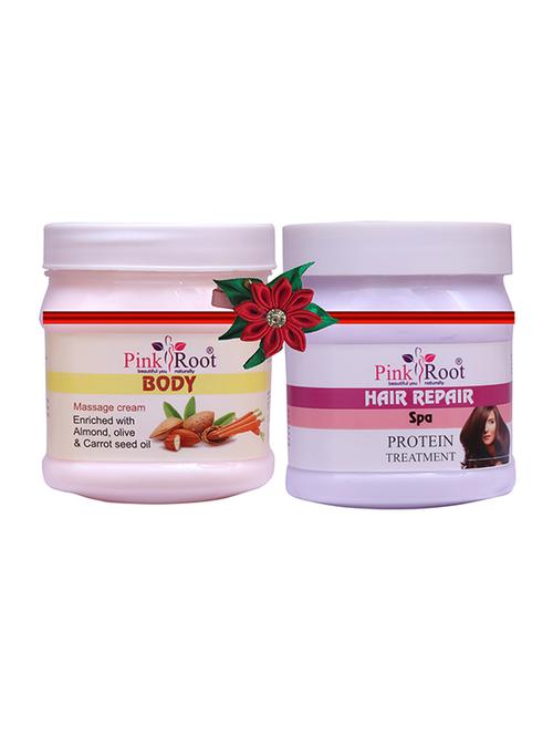 pink root body massage cream 500gm with garlic hair mask 500gm - 17445833 - Very Small Image - 1