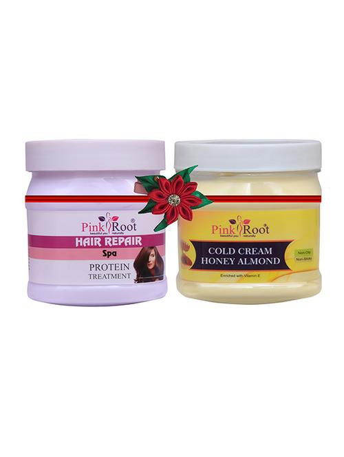 pink root hair repair spa cream 500gm with herbal massage cream 500gm - 17446227 - Very Small Image - 1