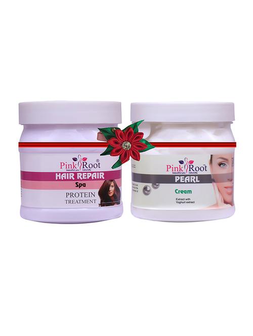 pink root hair repair spa cream 500gm with papaya mask 500gm - 17446232 - Very Small Image - 1